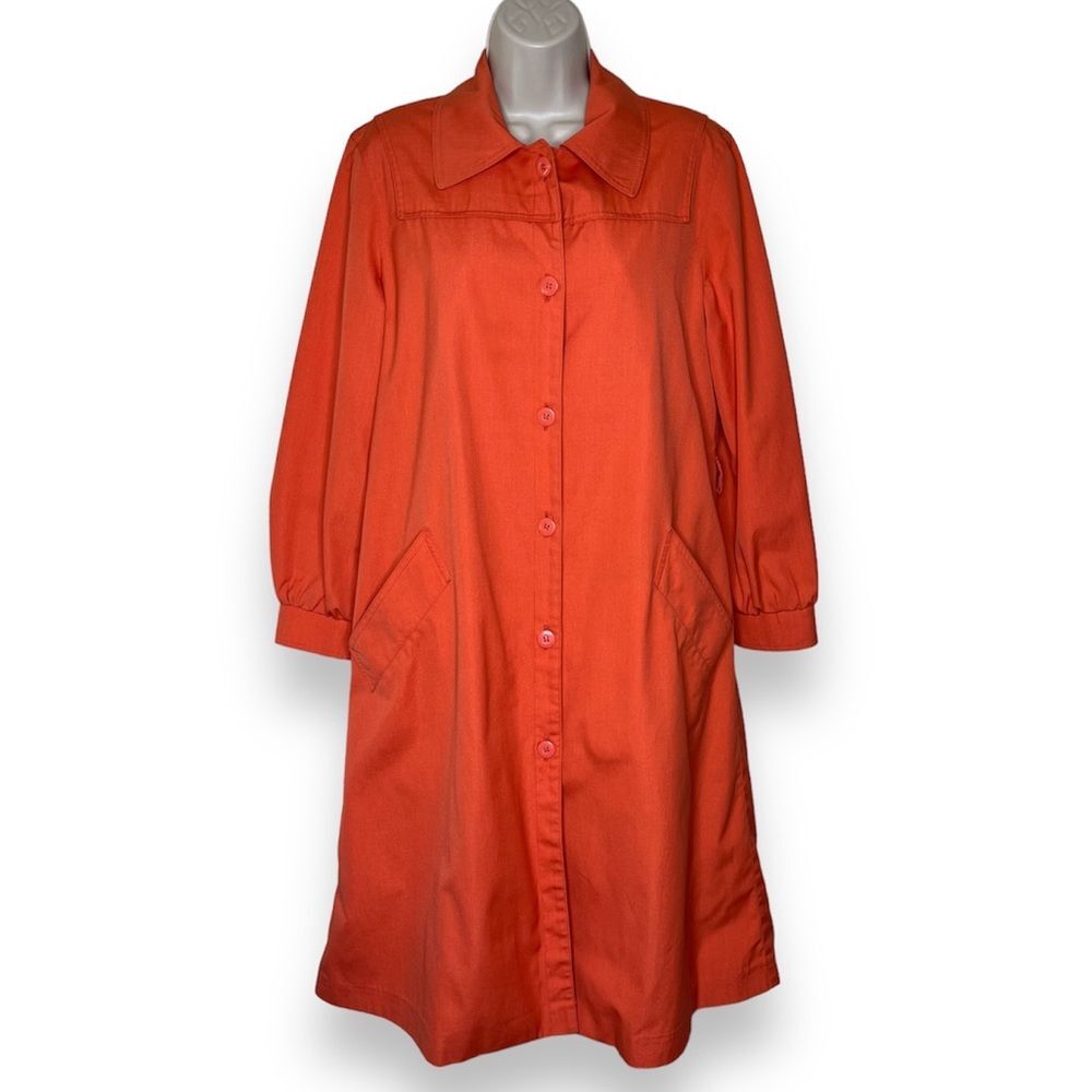 Vintage 1970s London Fog Maincoats Orange Trench Coat Women 10 Reg Button Front